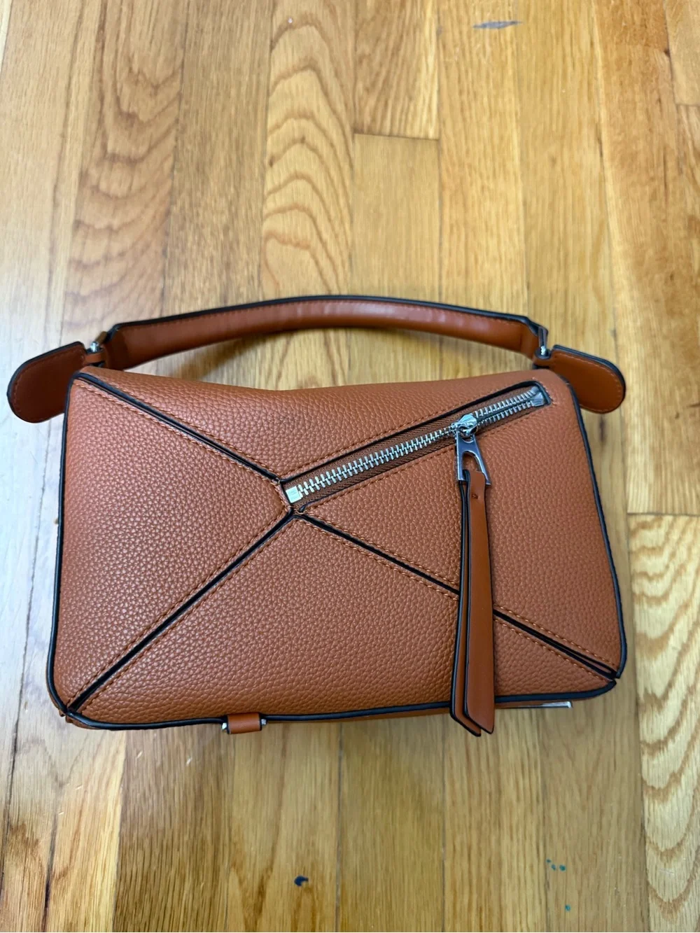 Structured Top-Handle Women’s Bag in Cognac Brown
